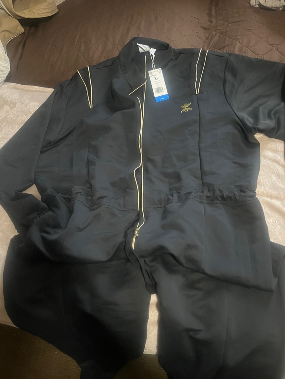 adidas Black Jumpsuit with Gold Accents